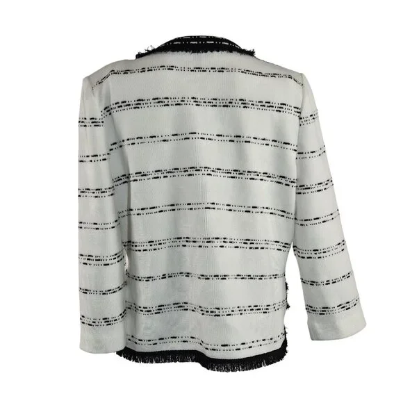 Ming Wang Women's Size XS Striped Blazer Jacket Black White ¾ Sleeve (42) - Picture 4 of 15